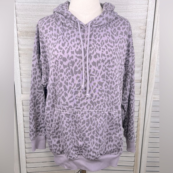 AMERICAN EAGLE OUTFITTERS Jegging Fit Hoodie Sweatshirt Purple Cheetah-XS - Picture 1 of 2